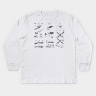 Patent Blueprint Apparel - Vintage Fishing Lure Patents Kids Long Sleeve T-Shirt